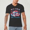 Women's Books Fireworks And Freedom Independence Day Book Lover Men's V-Neck T-Shirt Women's Books Fireworks And Freedom Independence Day Book Lover Men's V-Neck T-Shirt