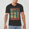 Women's DCC Many Faces Of Mordecai Grid Gamer Series Book Men's V-Neck T-Shirt Women's DCC Many Faces Of Mordecai Grid Gamer Series Book Men's V-Neck T-Shirt