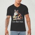 Womens Girls Books I Do What I Want Calico Cat Lover Men's V-Neck T-Shirt