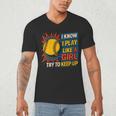 Women's Girls Softball Play Like A Girl Comic Book Pop Art Men's V-Neck T-Shirt Women's Girls Softball Play Like A Girl Comic Book Pop Art Men's V-Neck T-Shirt
