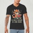 In World Of Bookworms Be Book Dragon Cute Women Kids Men Men's V-Neck T-Shirt In World Of Bookworms Be Book Dragon Cute Women Kids Men Men's V-Neck T-Shirt