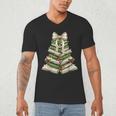 Xmas Tree Books Merry Christmas Coquette Bow Teacher Holiday Men's V-Neck T-Shirt Xmas Tree Books Merry Christmas Coquette Bow Teacher Holiday Men's V-Neck T-Shirt