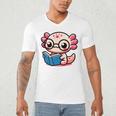 Adorable Book Lover Axolotl With Reading Glasses Cute Men's V-Neck T-Shirt