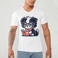 Adorable Book Lover Border Collie With Reading Glasses Cute Raglan Baseball Tee Men's V-Neck T-Shirt Adorable Book Lover Border Collie With Reading Glasses Cute Raglan Baseball Tee Men's V-Neck T-Shirt