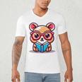 Adorable Book Lover Quokka With Reading Glasses Cute Men's V-Neck T-Shirt Adorable Book Lover Quokka With Reading Glasses Cute Men's V-Neck T-Shirt
