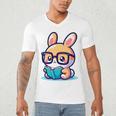 Adorable Book Lover Rabbit With Reading Glasses Cute Premium Men's V-Neck T-Shirt Adorable Book Lover Rabbit With Reading Glasses Cute Premium Men's V-Neck T-Shirt