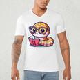 Adorable Book Lover Rattlesnake With Reading Glasses Cute Men's V-Neck T-Shirt