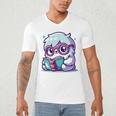 Adorable Book Lover Yeti With Reading Glasses Cute Men's V-Neck T-Shirt