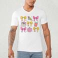 Apple Coquette Bow Books First Day Of School Back To School Men's V-Neck T-Shirt
