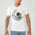 Astronaut Reading Book To Alien Moon Space Astronomy Men's V-Neck T-Shirt