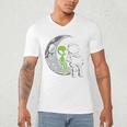 Astronaut Reading Book To Alien Moon Space Women Kids Men Premium Tri-Blend Men's V-Neck T-Shirt