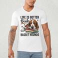 Basset Hound Dog Breed Life Is Better With Books And a For Men Women Girls Kids Men's V-Neck T-Shirt