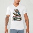 Bearded Dragon Reading Books Matching Bookworm Librarian Men's V-Neck T-Shirt