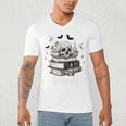 Boo Skeleton Skull Books Halloween Women School Teacher Kid Premium Men's V-Neck T-Shirt Boo Skeleton Skull Books Halloween Women School Teacher Kid Premium Men's V-Neck T-Shirt