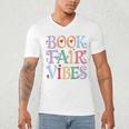 Book Fair Vibes Groovy Retro Reading Men's V-Neck T-Shirt