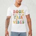 Book Fair Vibes Groovy Retro School Reading Nostalgic Men's V-Neck T-Shirt Book Fair Vibes Groovy Retro School Reading Nostalgic Men's V-Neck T-Shirt