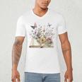 Book Flowers And Butterfly Beautiful Reading Reader Graphic Men's V-Neck T-Shirt