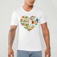 Book Lover Librarian Books Heart Valentine Men's V-Neck T-Shirt Book Lover Librarian Books Heart Valentine Men's V-Neck T-Shirt