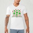 Book With Shamrocks Librarian Saint Patrick's Day Kids Men's V-Neck T-Shirt
