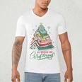 All Booked For Christmas Book Xmas Tree Lights Reading Girly Men's V-Neck T-Shirt