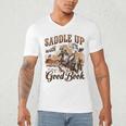 Bookish Retro Western Cowgirl Texas Book Lover Novel Reader Men's V-Neck T-Shirt Bookish Retro Western Cowgirl Texas Book Lover Novel Reader Men's V-Neck T-Shirt