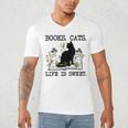 Books Cats Life Is Sweet Cat Book Lover Men Women Teen Men's V-Neck T-Shirt Books Cats Life Is Sweet Cat Book Lover Men Women Teen Men's V-Neck T-Shirt