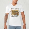 Books Are My Therapy Vintage Book Lover Daisy Art Men's V-Neck T-Shirt Books Are My Therapy Vintage Book Lover Daisy Art Men's V-Neck T-Shirt