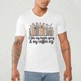 I Like My Books Spicy & My Coffee Icy Lover Bookworm Premium Men's V-Neck T-Shirt
