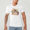 Booktrovert Vintage Wildflowers Books For Book Lovers Men's V-Neck T-Shirt