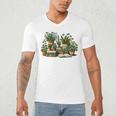 Botanical Garden Plants With Books Men's V-Neck T-Shirt