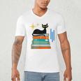 Cat And Books Retro Midcentury Mid Century Aesthetic Men's V-Neck T-Shirt Cat And Books Retro Midcentury Mid Century Aesthetic Men's V-Neck T-Shirt