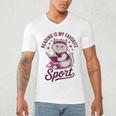 Cat Reading Is My Favorite Sport Retro Book Lover Men's V-Neck T-Shirt