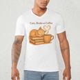 Cats Books And Coffee Heart Cozy Cat Lover Bookworm Readers Men's V-Neck T-Shirt Cats Books And Coffee Heart Cozy Cat Lover Bookworm Readers Men's V-Neck T-Shirt