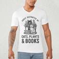 Cats Plants And Books Shirt Plant Lover Gardening Men's V-Neck T-Shirt Cats Plants And Books Shirt Plant Lover Gardening Men's V-Neck T-Shirt