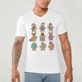 Christmas Library Gingerbread Man Books Lover Bookworm Men's V-Neck T-Shirt
