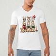 Christmas Three Llamas Reading Reading Books Llama Lover Men's V-Neck T-Shirt Christmas Three Llamas Reading Reading Books Llama Lover Men's V-Neck T-Shirt
