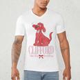 Clifford The Big Red Dog Pink Text With Bow Illustrated Book Men's V-Neck T-Shirt Clifford The Big Red Dog Pink Text With Bow Illustrated Book Men's V-Neck T-Shirt