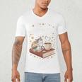 Coffee Cats & Books Cute Cat Book Lover Reading Men's V-Neck T-Shirt Coffee Cats & Books Cute Cat Book Lover Reading Men's V-Neck T-Shirt