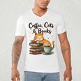 Coffee Cats And Books Lover For Women & Girls Coffee Men's V-Neck T-Shirt
