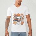 Cozy Autumn Books Fully Booked For Fall Books Pumpkin Men's V-Neck T-Shirt Cozy Autumn Books Fully Booked For Fall Books Pumpkin Men's V-Neck T-Shirt