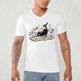 Cute Cat Flower Garden Book Kitty Reading Floral Men Women Girls Kids Men's V-Neck T-Shirt