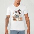 Cute Ghost Reading Book Librarian Book Lover Men's V-Neck T-Shirt Cute Ghost Reading Book Librarian Book Lover Men's V-Neck T-Shirt