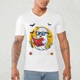 Cute Ghost Reading Book Retro Halloween Librarian Men's V-Neck T-Shirt Cute Ghost Reading Book Retro Halloween Librarian Men's V-Neck T-Shirt