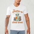 Cute Halloween Teacher Librarian Mummy Reading Books Men's V-Neck T-Shirt