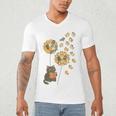 Cute Reading Cat With Kitten Dandelion Flowers Book Lover Men's V-Neck T-Shirt