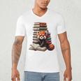 Cute Red Panda Reading Book Animal Bookworm Men's V-Neck T-Shirt