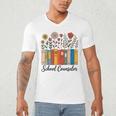 Cute Wildflower Book School Counseling Life School Counselor Men's V-Neck T-Shirt Cute Wildflower Book School Counseling Life School Counselor Men's V-Neck T-Shirt