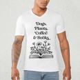 Dogs Plants Coffee Books Book Lover Dog Lover Reading Men's V-Neck T-Shirt