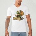 Dragon Bookworm Reading Book Graphic Men's V-Neck T-Shirt Dragon Bookworm Reading Book Graphic Men's V-Neck T-Shirt