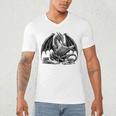 Dragon Reading Book Bookworm Books Dragon Learning Men's V-Neck T-Shirt